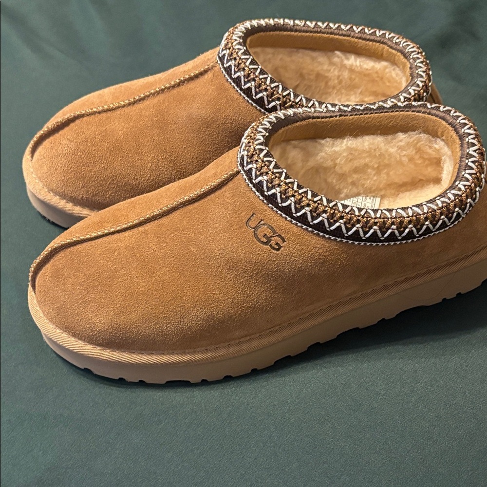 UGG Chestnut Suede Clogs with Plush Lining
